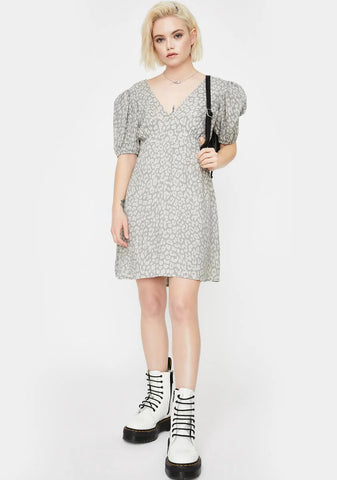Grey Leopard Elfy Mini Dress