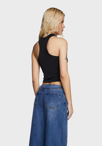 Paloma Drawstring Choker Top - Black