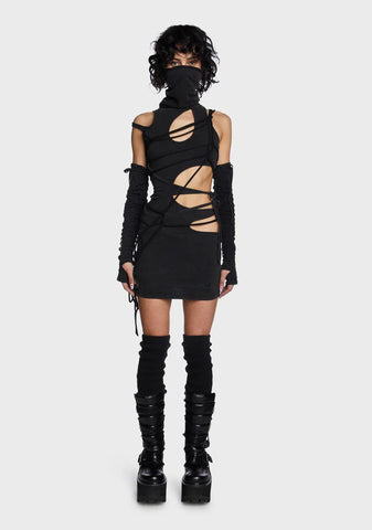 Modulation Strappy Cut Out Dress - Charcoal