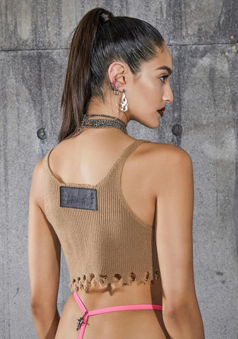 Snare Cropped Raw Edge Sweater Tank