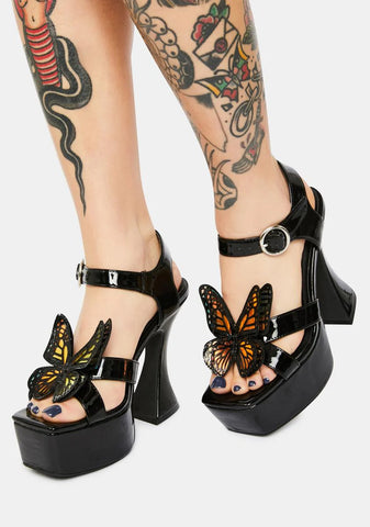 Paradise Awaits Butterfly Platform Sandals