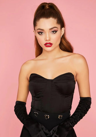 Noir Share My Love Satin Bustier Top