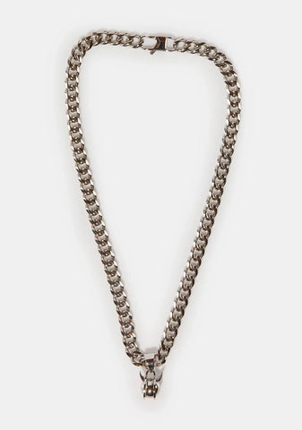 Caged Demon Ball Extra Heavy Cuban Chain Necklace