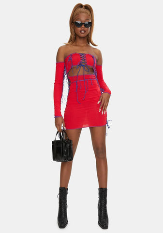 Cherry I Bodied That Lace-Up Mini Dress
