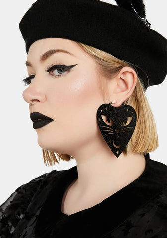 Ouija Cat Hoop Earrings