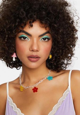 Retro Bloom Clear Chain Necklace