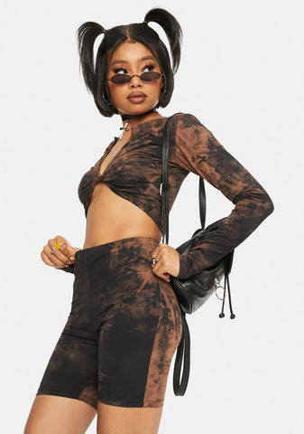 Black Rust Tie Dye Cycle Shorts