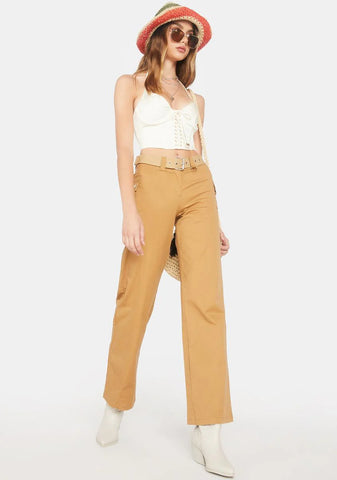 Camel Sia Low Rise Cargo Pants