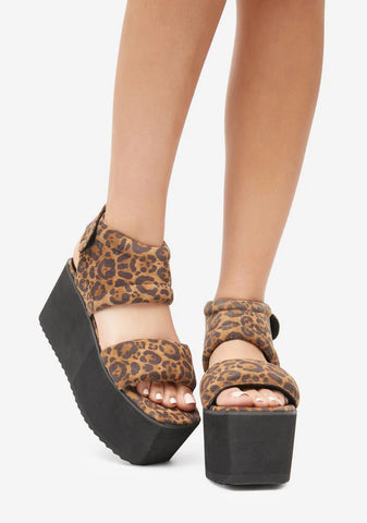 Tan Leopard Bibestie Platform Sandals