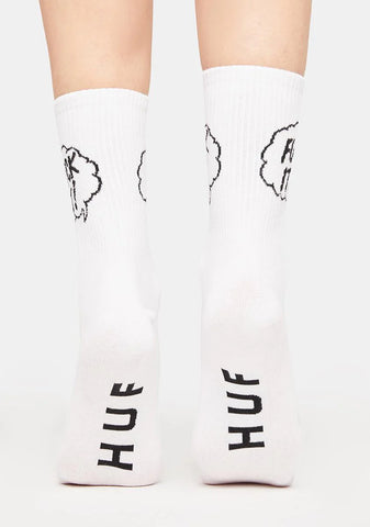 White Fuck It 1/4 Socks