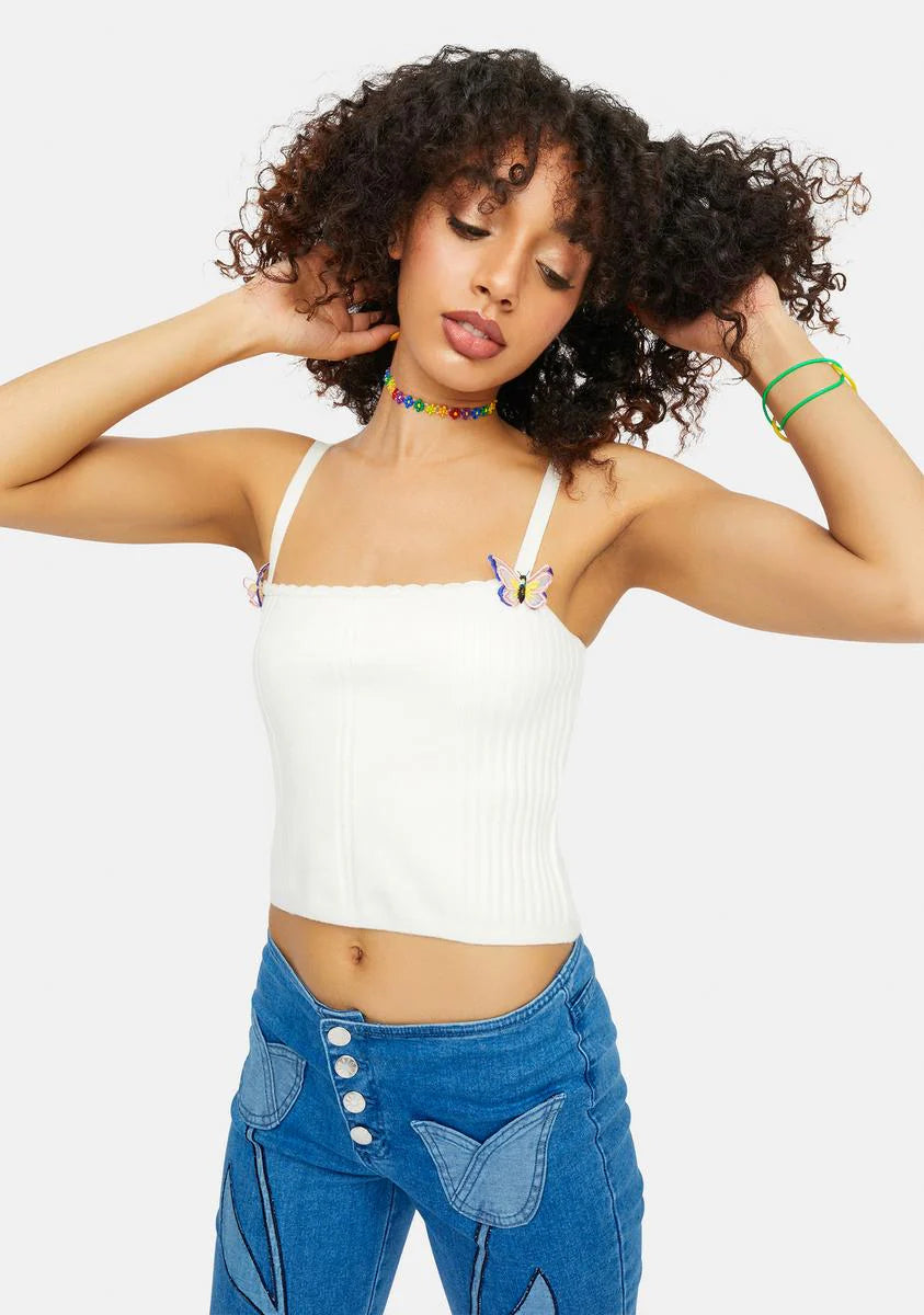 Butterfly Secrets Ribbed Knit Tank Top