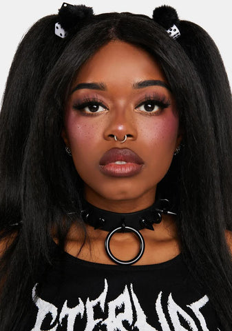 Black O-Ring Spiked Choker With Loops