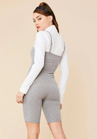 Heather Breakup With U Ribbed Cami Romper