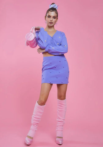 Dance With Me Pom Pom Sweater Skirt