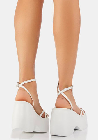 Soulmate White Platform Leather Heels