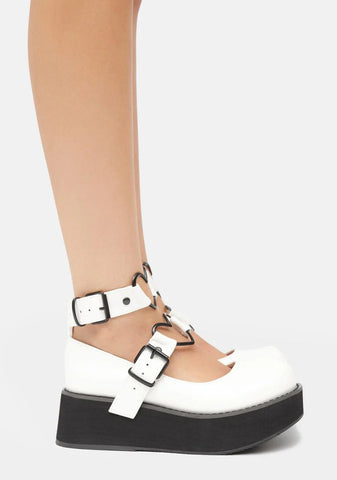 White Sprite Platform Mary Janes