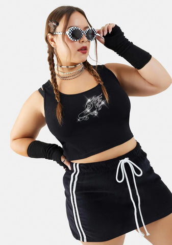 Plus Bite The Dust Rhinestone Crop Tank