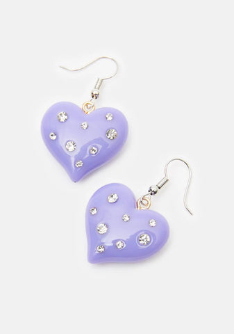 Bling Heart Drop Earrings