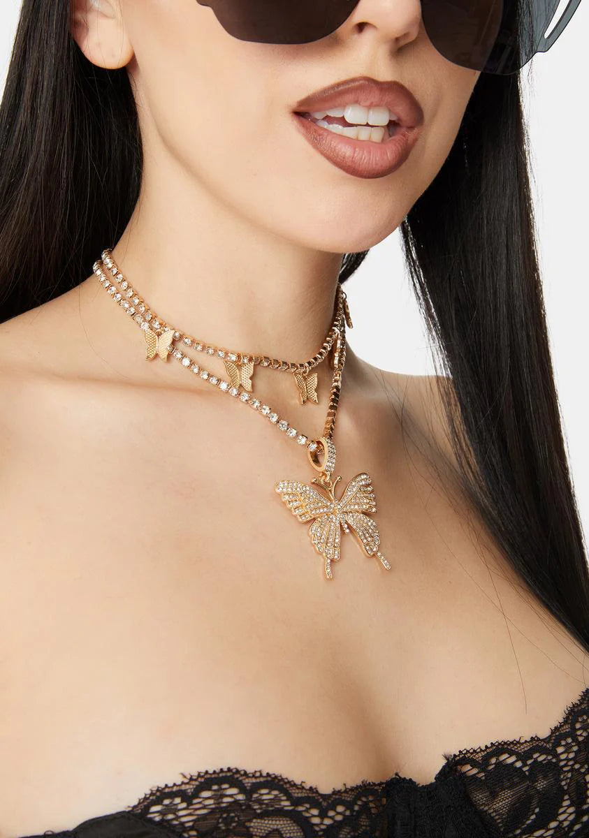 Butterfly Sparkle Rhinestone Necklace