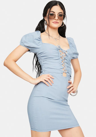 Seeking Answers Lace Up Mini Dress