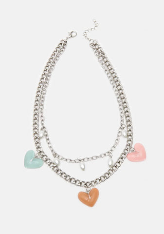 Delicate Hearts Layered Chain Necklace