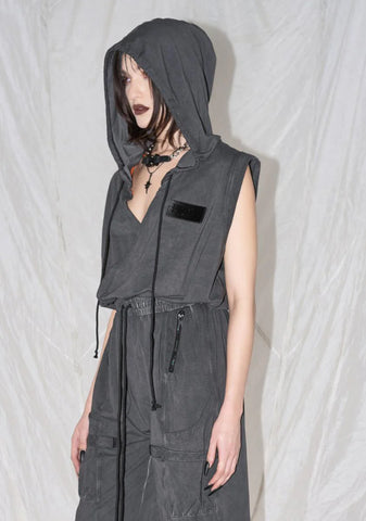 Synth Unisex Hooded Washed Cotton Jumpsuit