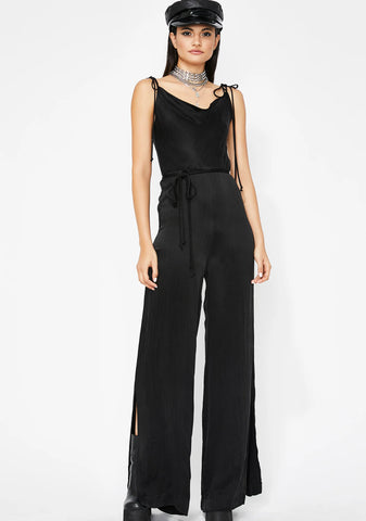 Dare To Flare Satin Jumpsuit