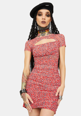Tied Mesh Mini Dress