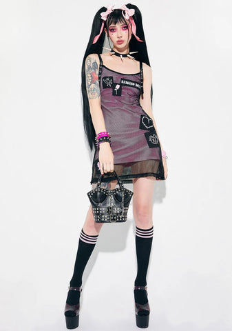 Double Dare Ya Mesh Patched Mini Dress