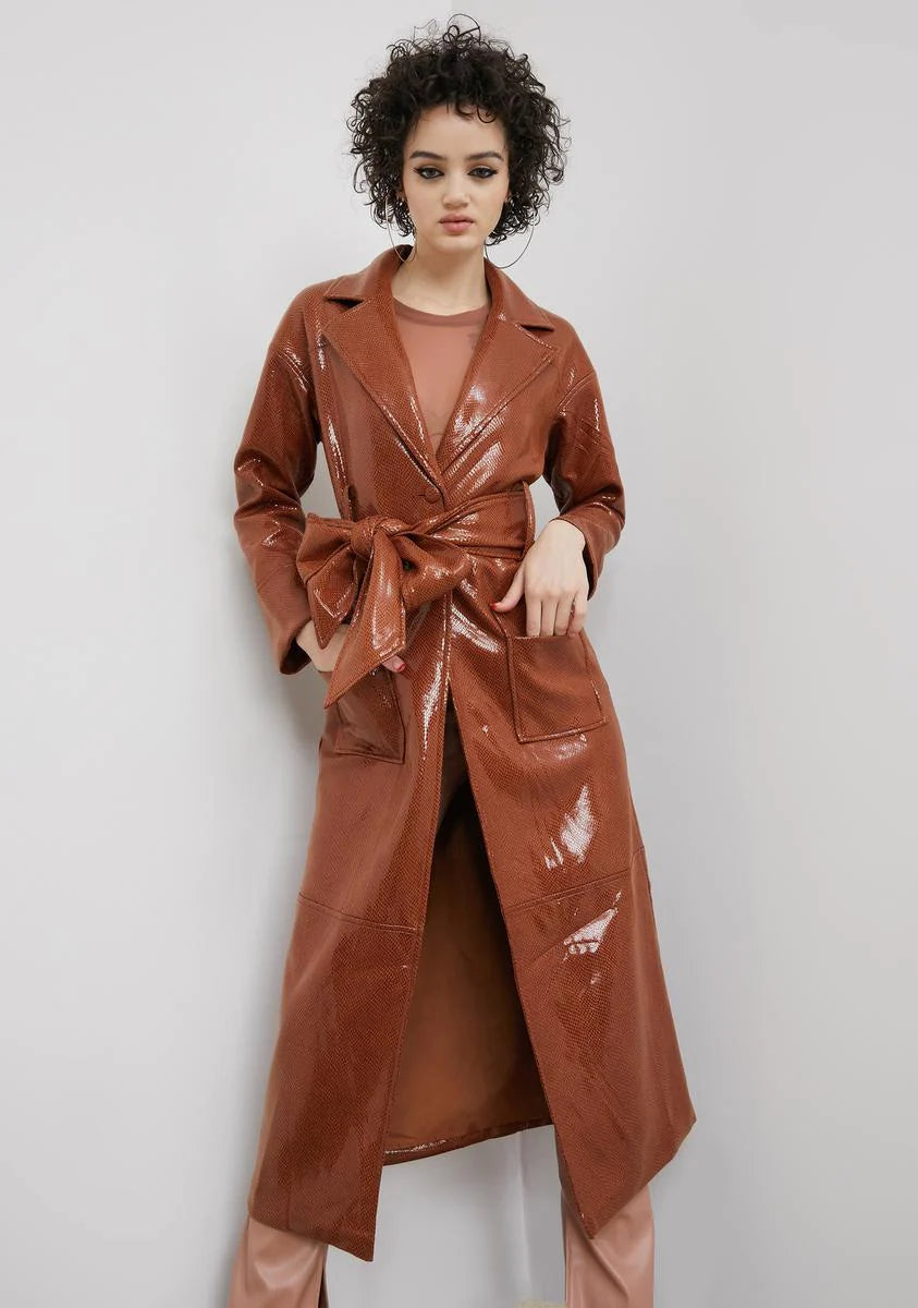 Rise To The Top Patent Trench Coat