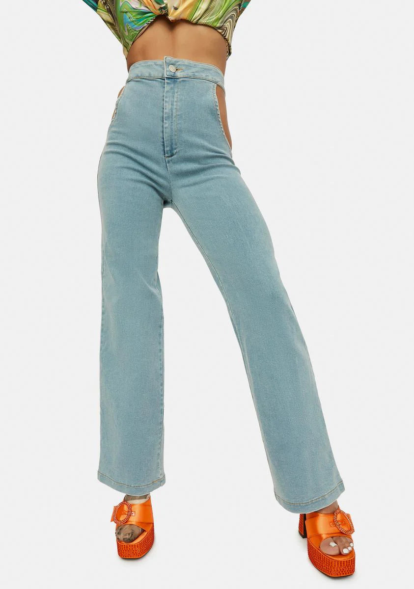 No Sneak Peeks Cutout Denim Jeans