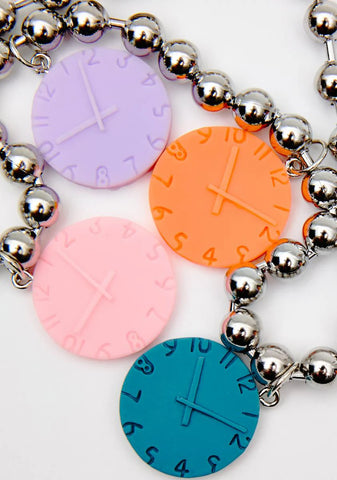 On Time Clock Charm Necklace