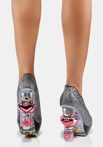 Black Charming Heart Heels