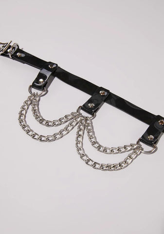 Vegan Leather Layered Chain Choker