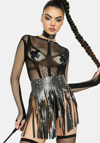Cosmic Fringe Belt Skirt