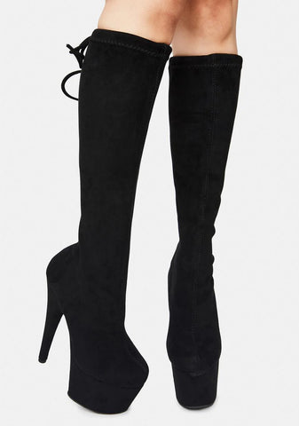 In The Club Platform Knee High Boots