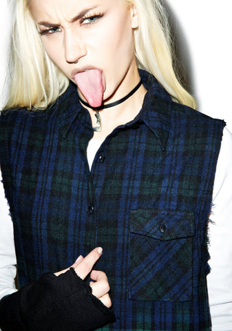 Dip Dye Sleeveless Flannel