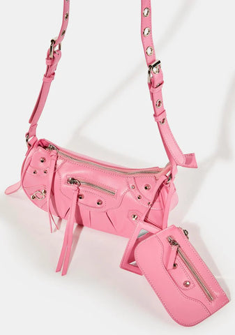 Trackstar Pink Croc Shoulder Bag