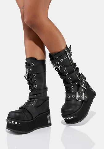 Trashville-250 Unisex Platform Mid-Calf Boots