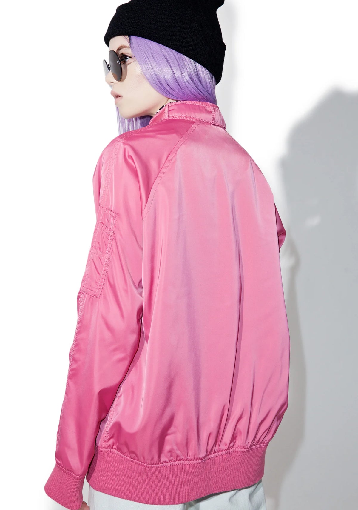 Rose Washed Satin Boyfriend Jacket