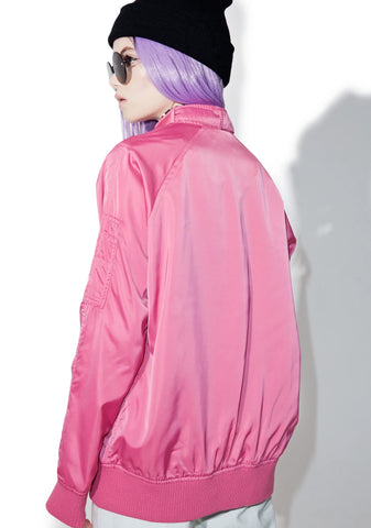 Rose Washed Satin Boyfriend Jacket