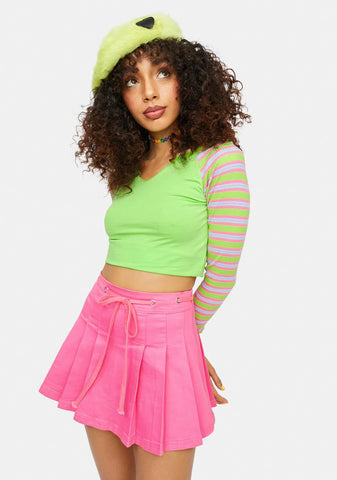 Kaleidoscope High Pleated Twill Mini Skirt