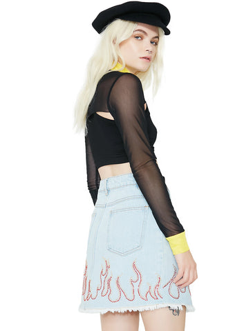 Wildfire Frayed Denim Skirt