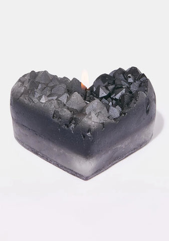 Smokey Quartz Geode Heart Candle