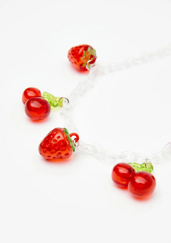 Bitten Cherries Chain Necklace