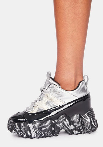 Silver Blackberry Platform Sneakers