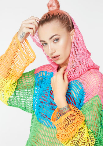 Sorbet Shortie Crochet Hoodie