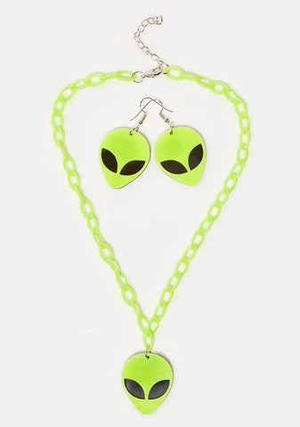 Atomic Up In Space Alien Earrings Set