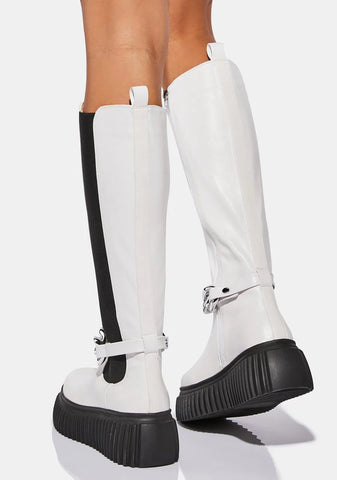 White I Don't Wanna Be Like You Platform Boots