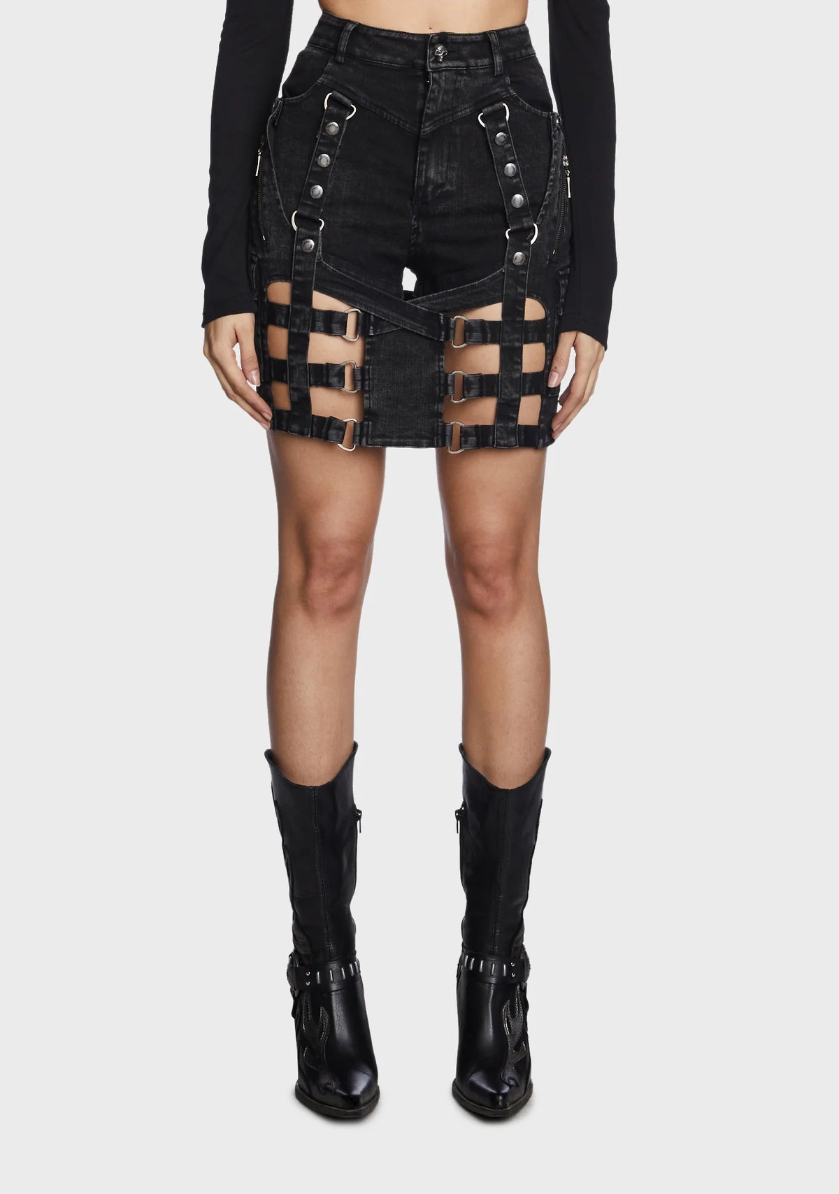 Distressed Detachable Two-Way Pantskirt